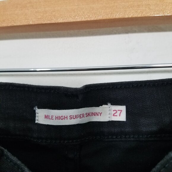 Levi's Camo Sequins Mile High Rise Supper Skinny Stretch Jeans Black/Green 27 - Picture 4 of 8